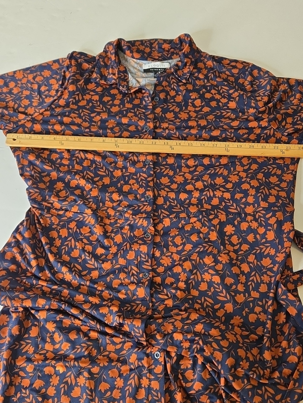 Eloquii Navy and Rust Floral Tie-Waist Maxi Shirt Dress Size 20 - Picture 7 of 9
